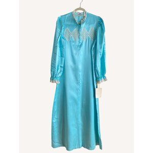size S NWT NOS vintage Henson Kickernick silkalure aqua gown nightgown silky lon